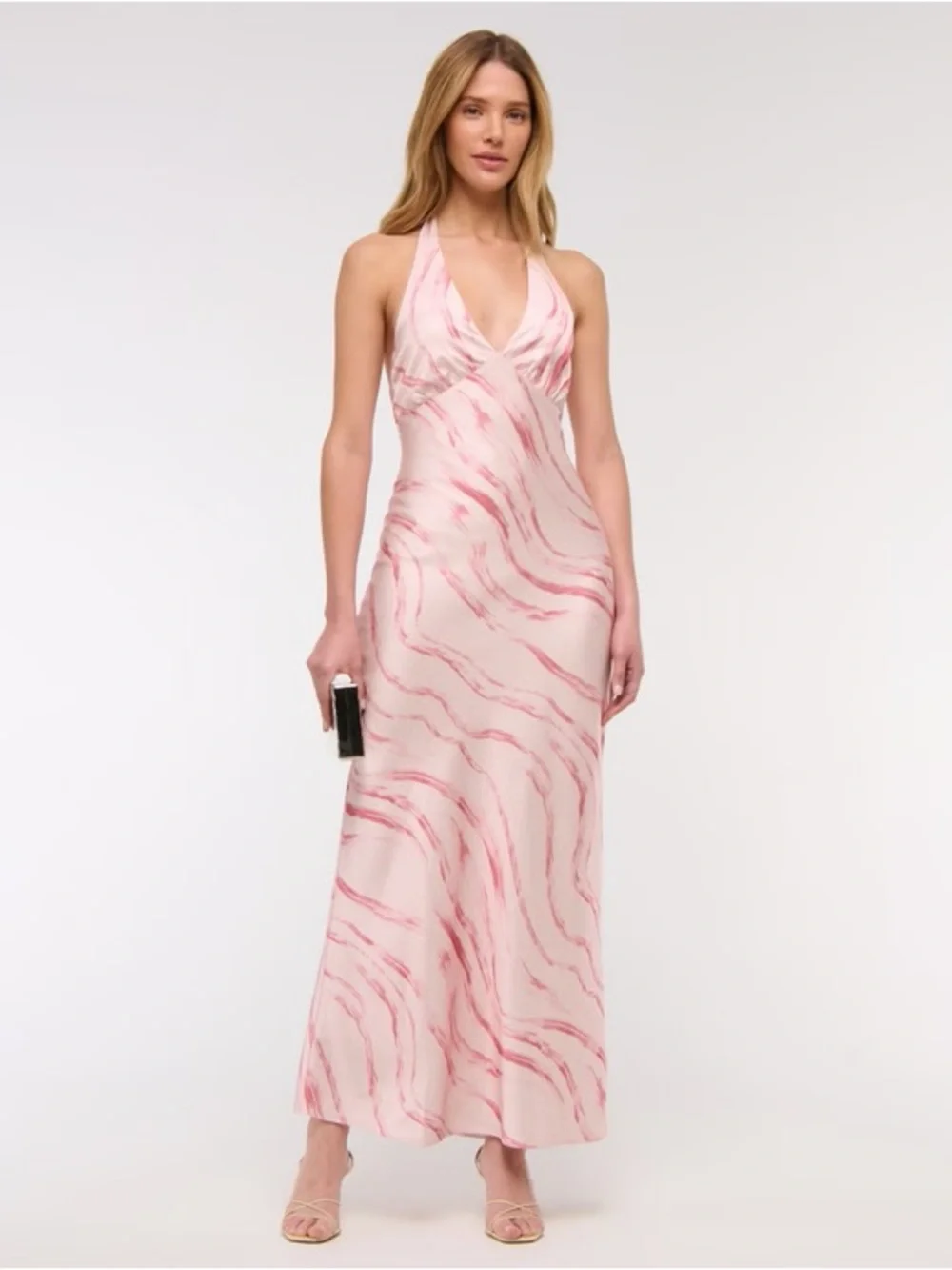Abercrombie & Fitch Pink Silk Slinky Halter Slip Maxi Dress